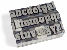 Slab serif letterpress alphabet
